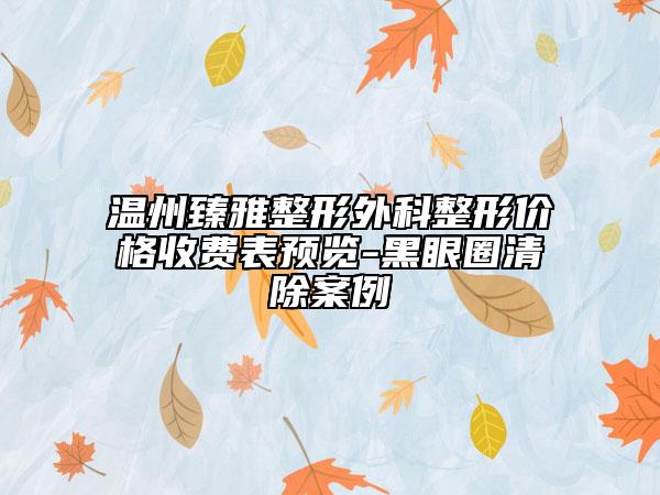 温州臻雅整形外科整形价格收费表预览-黑眼圈清除案例