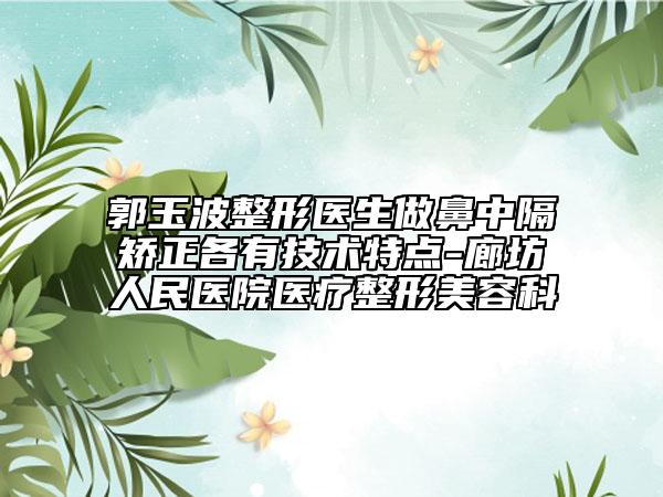 郭玉波整形医生做鼻中隔矫正各有技术特点-廊坊人民医院医疗整形美容科
