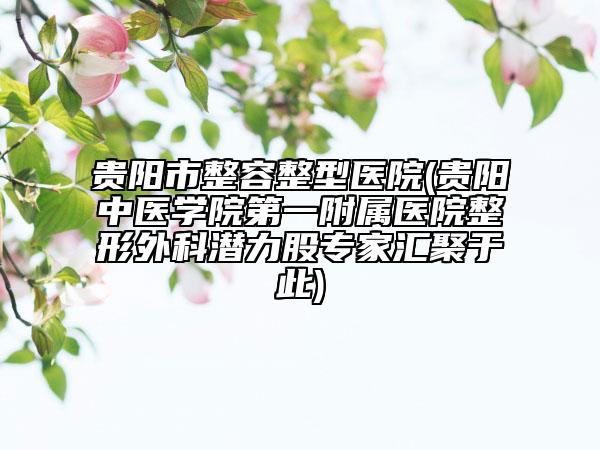 贵阳市整容整型医院(贵阳中医学院第一附属医院整形外科潜力股专家汇聚于此)