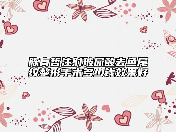 陈育哲注射玻尿酸去鱼尾纹整形手术多少钱效果好