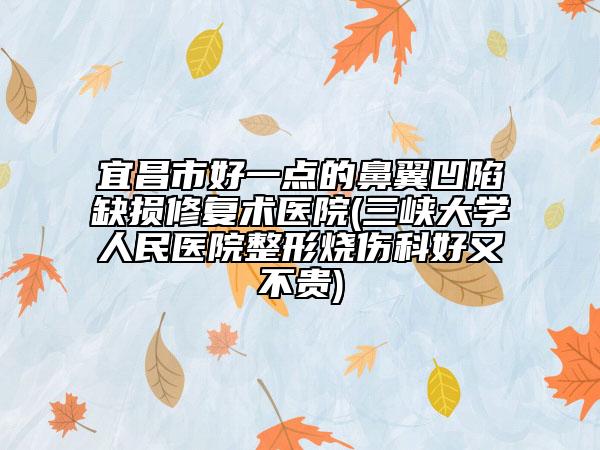 宜昌市好一点的鼻翼凹陷缺损修复术医院(三峡大学人民医院整形烧伤科好又不贵)