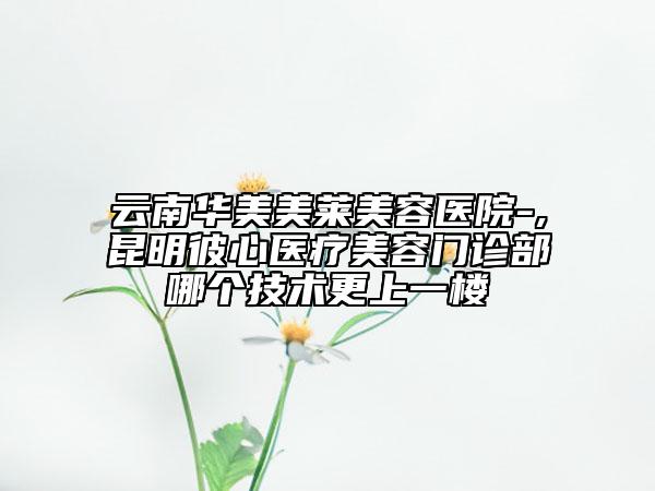 云南华美美莱美容医院-,昆明彼心医疗美容门诊部哪个技术更上一楼