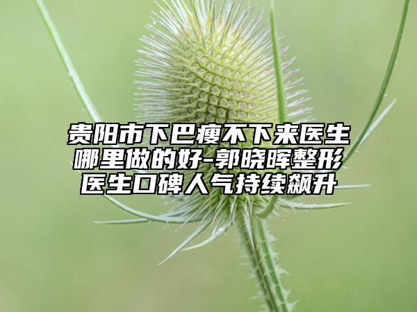 贵阳市下巴瘦不下来医生哪里做的好-郭晓晖整形医生口碑人气持续飙升