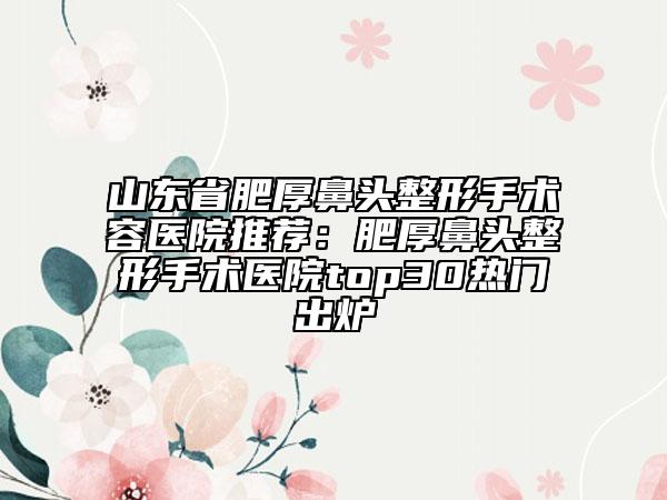 山东省肥厚鼻头整形手术容医院推荐：肥厚鼻头整形手术医院top30热门出炉