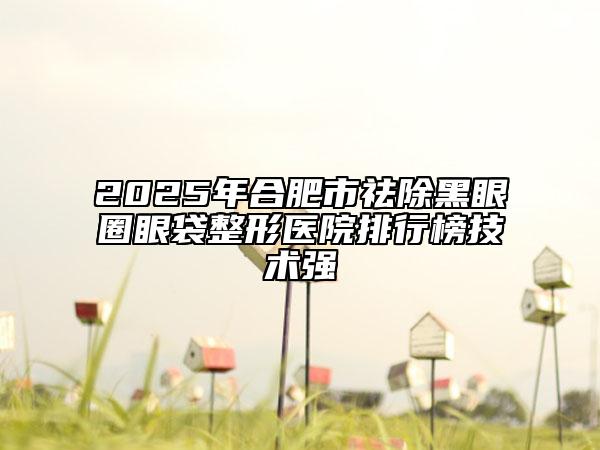 2025年合肥市祛除黑眼圈眼袋整形医院排行榜技术强