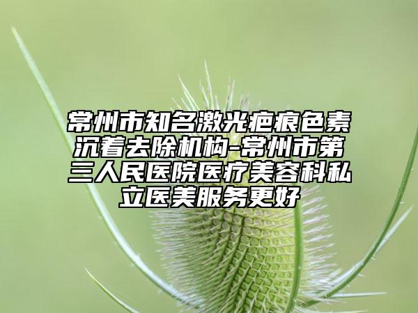 常州市知名激光疤痕色素沉着去除机构-常州市第三人民医院医疗美容科私立医美服务更好