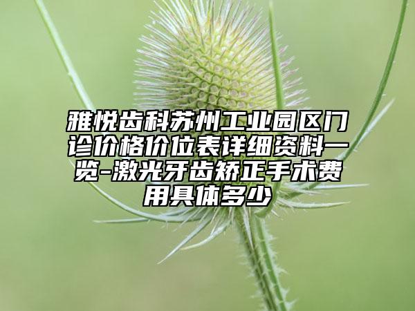 雅悦齿科苏州工业园区门诊价格价位表详细资料一览-激光牙齿矫正手术费用具体多少
