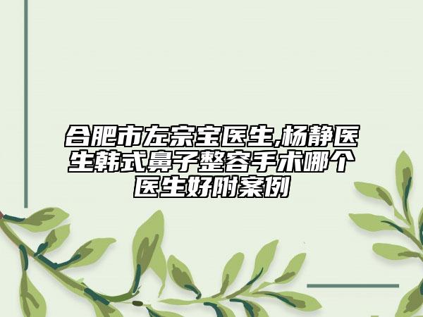 合肥市左宗宝医生,杨静医生韩式鼻子整容手术哪个医生好附案例