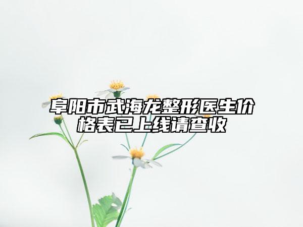 阜阳市武海龙整形医生价格表已上线请查收