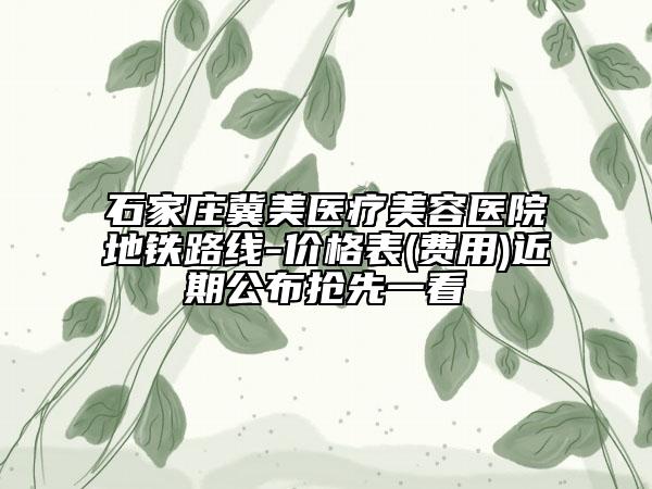 石家庄冀美医疗美容医院地铁路线-价格表(费用)近期公布抢先一看