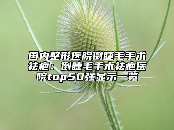 国内整形医院倒睫毛手术祛疤：倒睫毛手术祛疤医院top50强显示一览