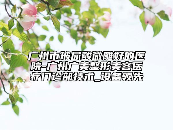 广州市玻尿酸微雕好的医院-广州广美整形美容医疗门诊部技术_设备领先