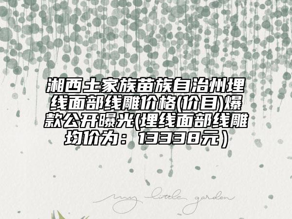 湘西土家族苗族自治州埋线面部线雕价格(价目)爆款公开曝光(埋线面部线雕均价为：13338元）