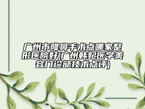 广州市隆鼻手术点哪家整形医院好(广州韩妃医学美容门诊部技术点评)