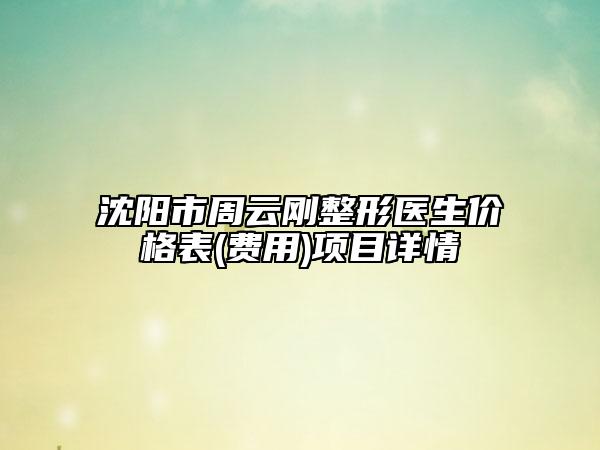 沈阳市周云刚整形医生价格表(费用)项目详情