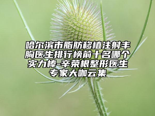 哈尔滨市脂肪移植注射丰胸医生排行榜前十名哪个实力棒-辛荣根整形医生专家大咖云集