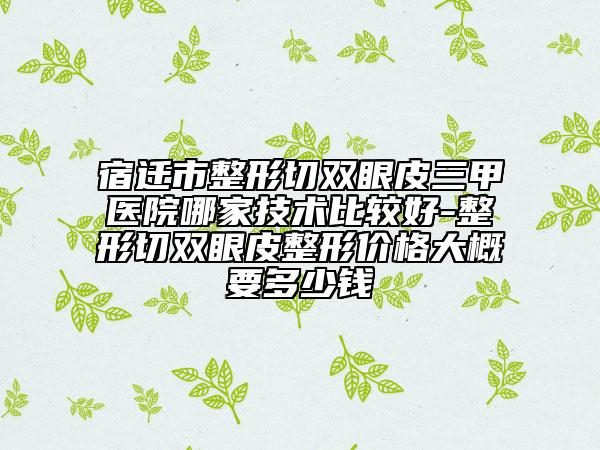 宿迁市整形切双眼皮三甲医院哪家技术比较好-整形切双眼皮整形价格大概要多少钱