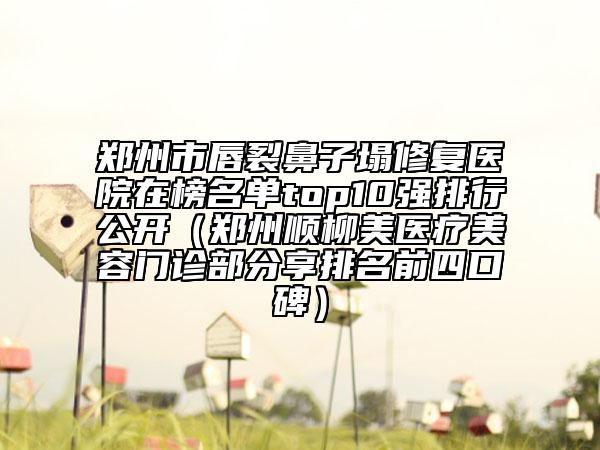 郑州市唇裂鼻子塌修复医院在榜名单top10强排行公开（郑州顺柳美医疗美容门诊部分享排名前四口碑）