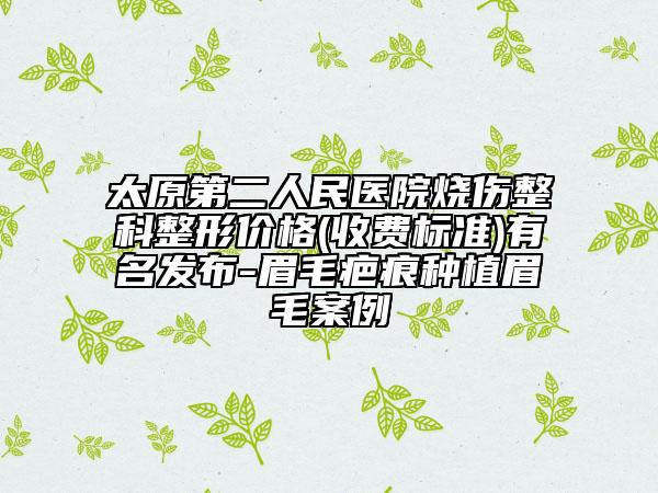 太原第二人民医院烧伤整科整形价格(收费标准)有名发布-眉毛疤痕种植眉毛案例