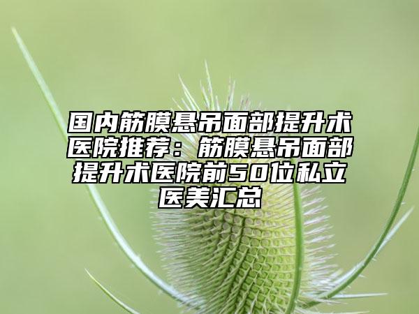 国内筋膜悬吊面部提升术医院推荐：筋膜悬吊面部提升术医院前50位私立医美汇总