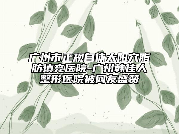 广州市正规自体太阳穴脂肪填充医院-广州韩佳人整形医院被网友盛赞