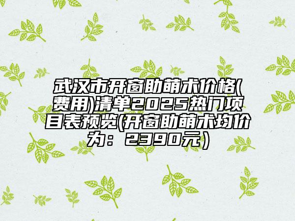 武汉市开窗助萌术价格(费用)清单2025热门项目表预览(开窗助萌术均价为：2390元）