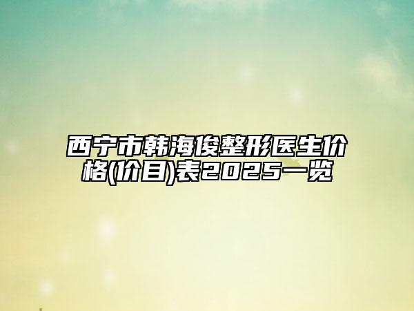 西宁市韩海俊整形医生价格(价目)表2025一览
