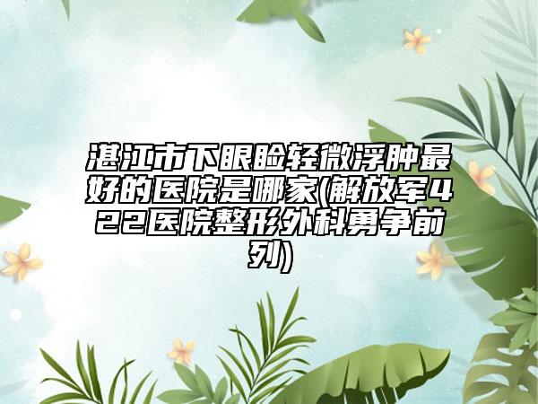 湛江市下眼睑轻微浮肿最好的医院是哪家(解放军422医院整形外科勇争前列)