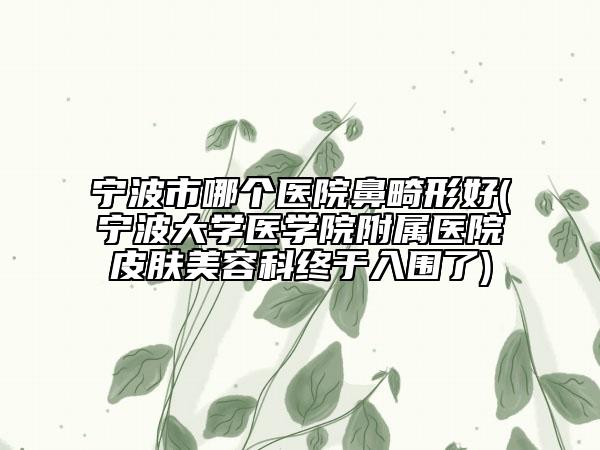 宁波市哪个医院鼻畸形好(宁波大学医学院附属医院皮肤美容科终于入围了)