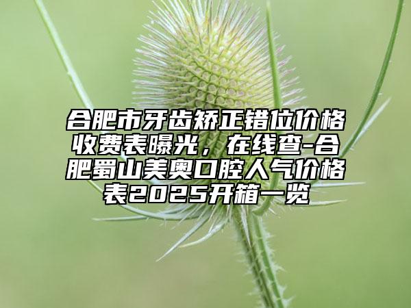 合肥市牙齿矫正错位价格收费表曝光，在线查-合肥蜀山美奥口腔人气价格表2025开箱一览