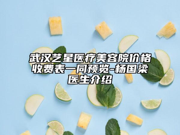 武汉艺星医疗美容院价格收费表一同预览-杨国梁医生介绍