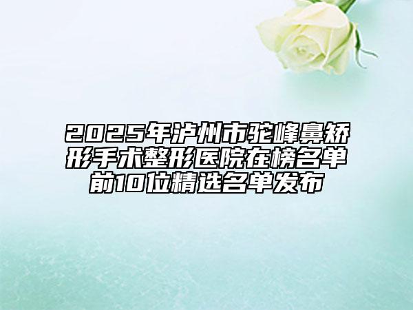 2025年泸州市驼峰鼻矫形手术整形医院在榜名单前10位精选名单发布