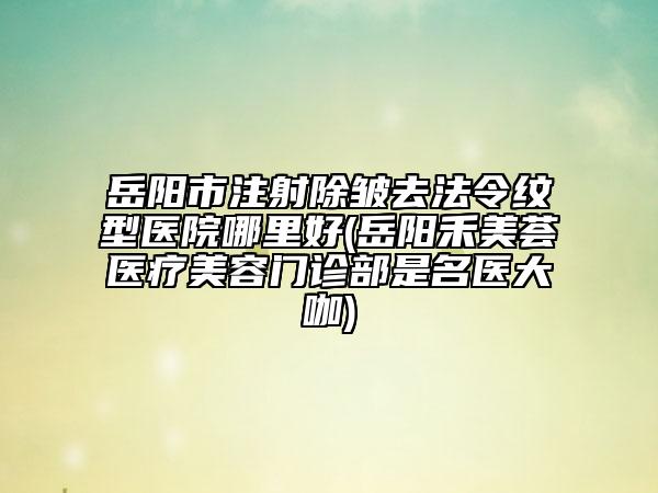 岳阳市注射除皱去法令纹型医院哪里好(岳阳禾美荟医疗美容门诊部是名医大咖)