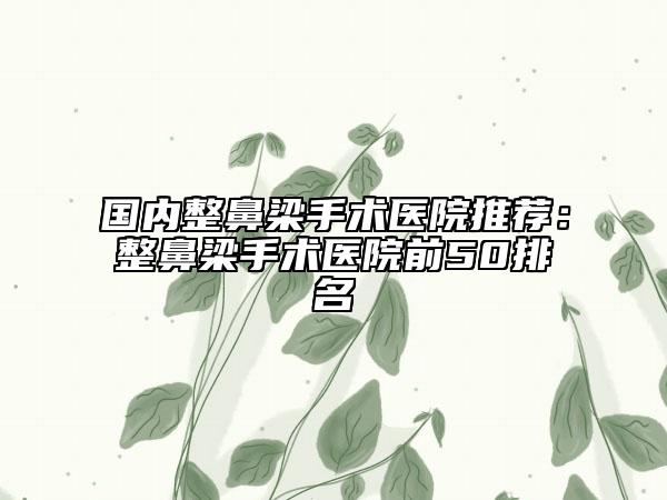 国内整鼻梁手术医院推荐：整鼻梁手术医院前50排名
