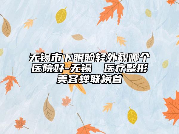 无锡市下眼睑轻外翻哪个医院好-无锡渼璟医疗整形美容蝉联榜首