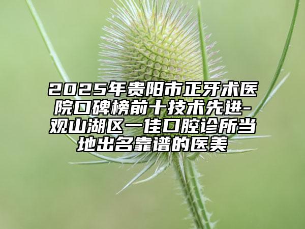 2025年贵阳市正牙术医院口碑榜前十技术先进-观山湖区一佳口腔诊所当地出名靠谱的医美