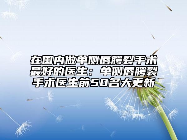 在国内做单侧唇腭裂手术最好的医生：单侧唇腭裂手术医生前50名大更新