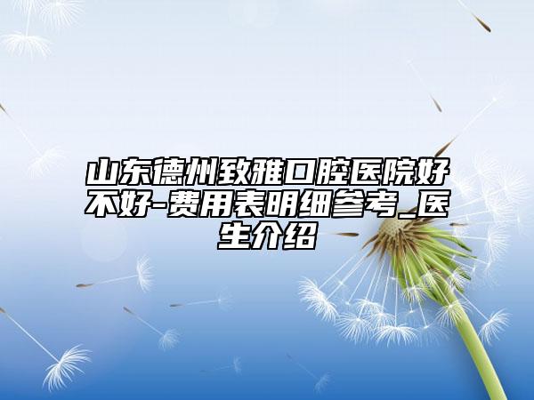 山东德州致雅口腔医院好不好-费用表明细参考_医生介绍