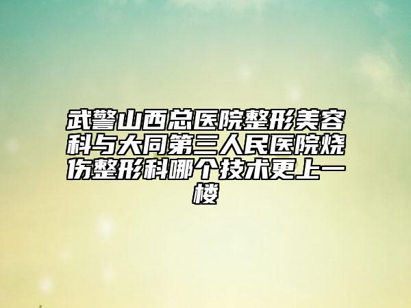 武警山西总医院整形美容科与大同第三人民医院烧伤整形科哪个技术更上一楼