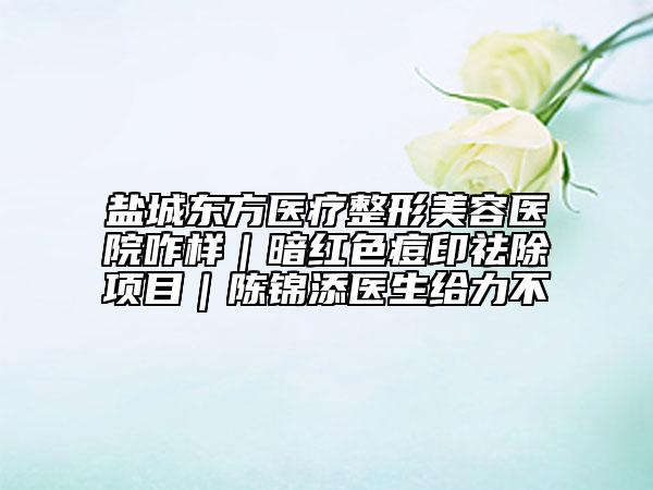 盐城东方医疗整形美容医院咋样｜暗红色痘印祛除项目｜陈锦添医生给力不