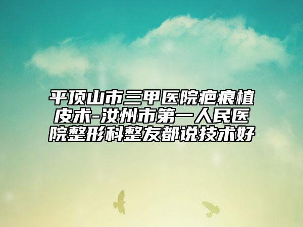 平顶山市三甲医院疤痕植皮术-汝州市第一人民医院整形科整友都说技术好