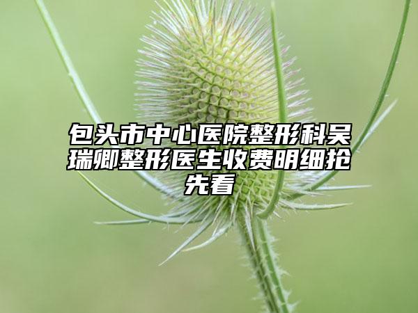 包头市中心医院整形科吴瑞卿整形医生收费明细抢先看