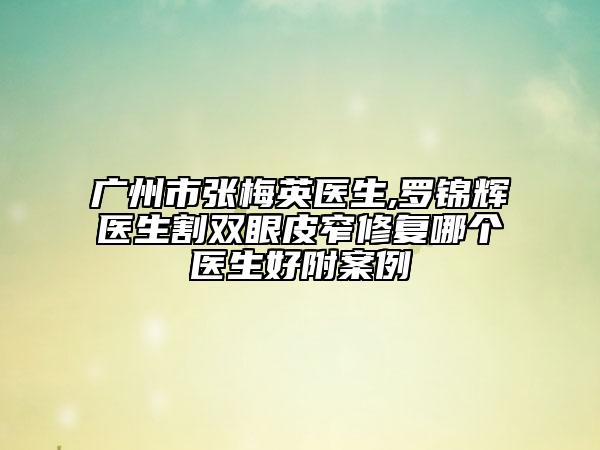 广州市张梅英医生,罗锦辉医生割双眼皮窄修复哪个医生好附案例