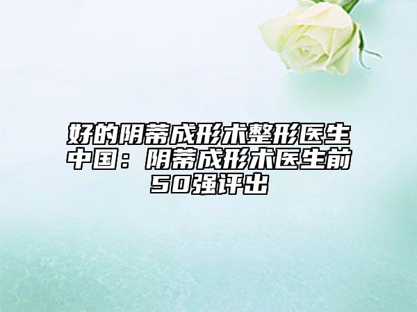 好的阴蒂成形术整形医生中国：阴蒂成形术医生前50强评出