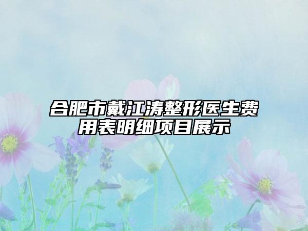 合肥市戴江涛整形医生费用表明细项目展示