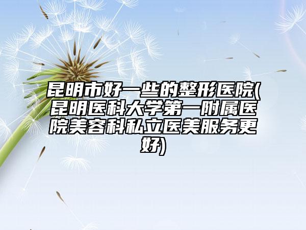 昆明市好一些的整形医院(昆明医科大学第一附属医院美容科私立医美服务更好)