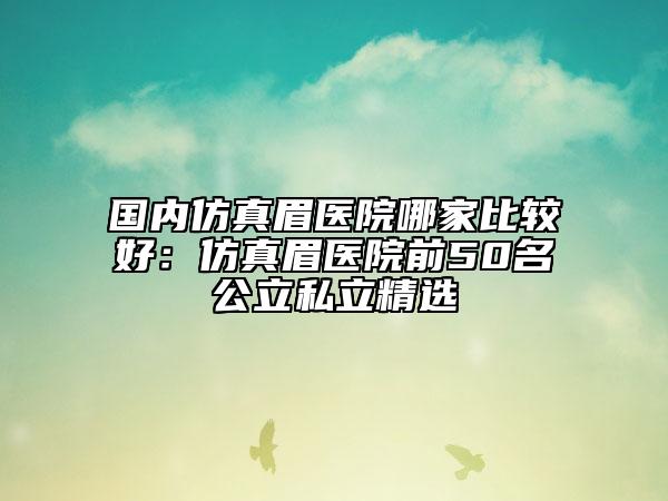 国内仿真眉医院哪家比较好：仿真眉医院前50名公立私立精选