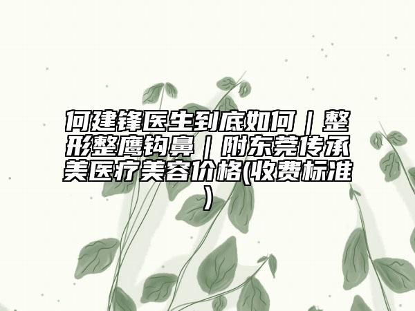 何建锋医生到底如何｜整形整鹰钩鼻｜附东莞传承美医疗美容价格(收费标准)