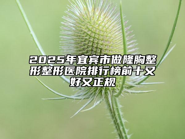 2025年宜宾市做隆胸整形整形医院排行榜前十又好又正规