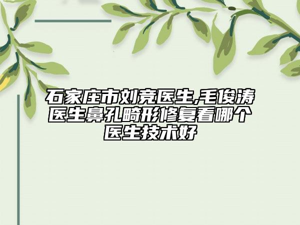 石家庄市刘竞医生,毛俊涛医生鼻孔畸形修复看哪个医生技术好